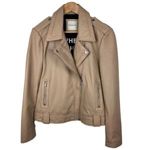 Each Other Paris Tan Sheep Skin Leather Moto Jacket size medium